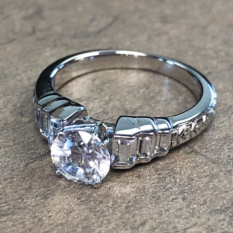 14K White Gold Modern Diamond Engagement Ring